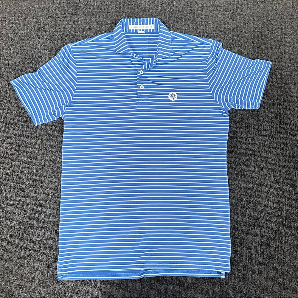 HOLDERNESS & BOURNE Polo Shirt Size S  TAILORED FIT GOLF CLUB White Blue